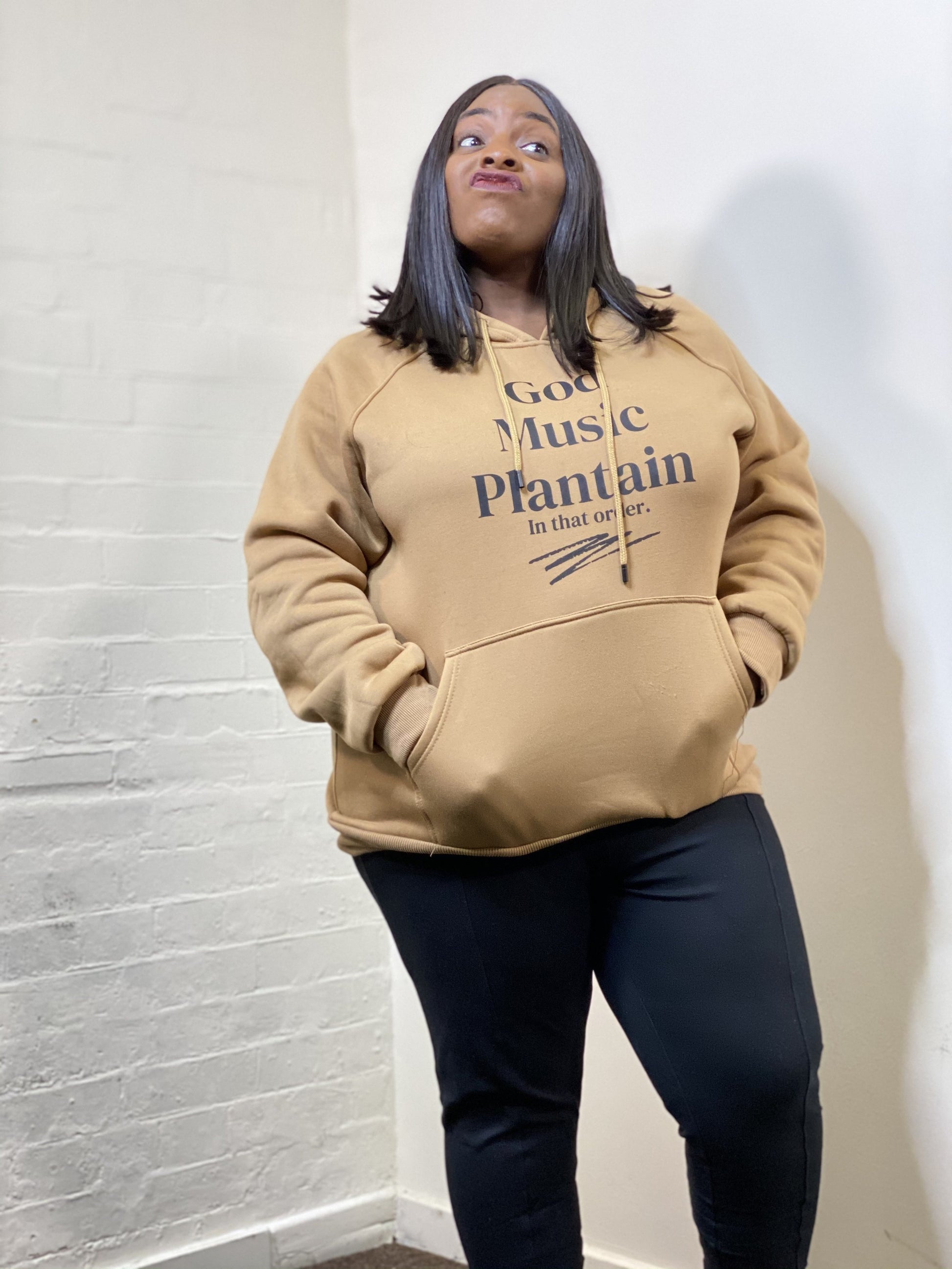 God Music Plantain Hoodie in Tan - myawada